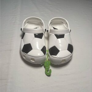 Kids Soccer-Themed Crocs - Black and White - Sizes 8C, 9C, 12C